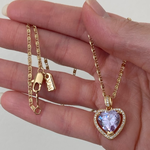 New Vanessa Mooney mini heart necklace purple amethyst pendant necklace - Picture 9 of 10